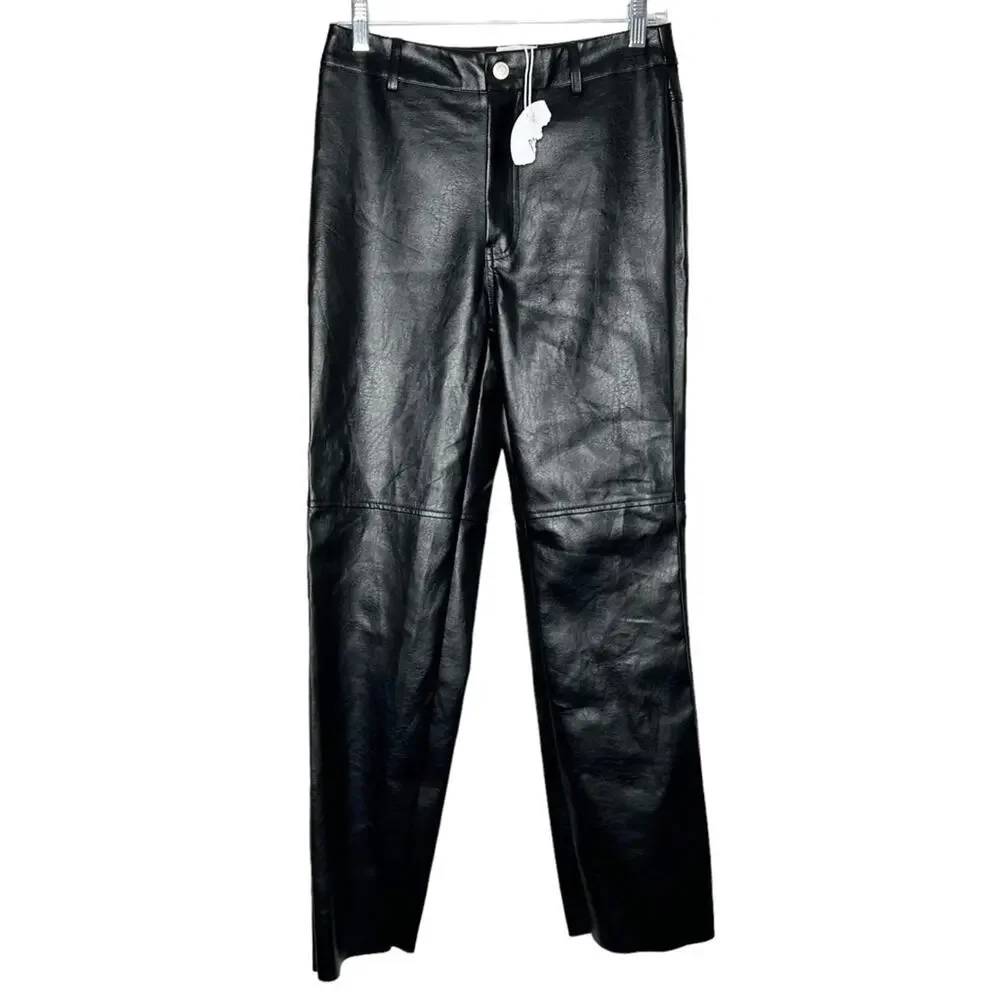 PRINCESS POLLY / Macey black faux leather high waisted pants / 6